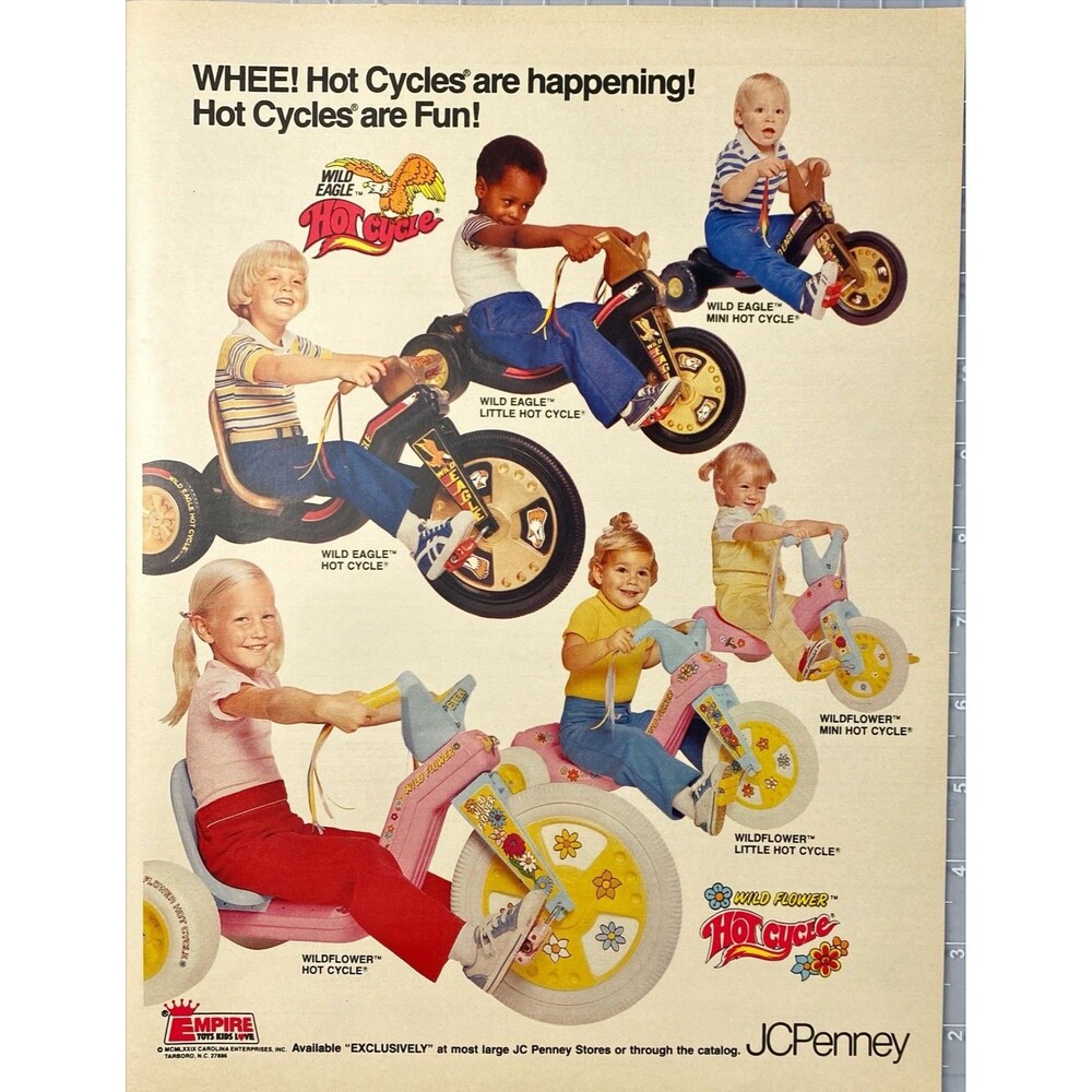 JC Penney Hot Cycle (Hot Wheels) "Children Riding Cycles!" Vintage Print Ad 1979